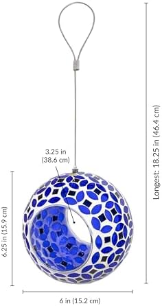 Sunnydaze Mosaic Glass Bird Feeder for Outdoors, Lavender Mosaic