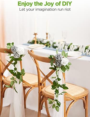 InnoGear Fake Roses 50 Pcs Ivory White Flowers Artificial Faux Foam Floral