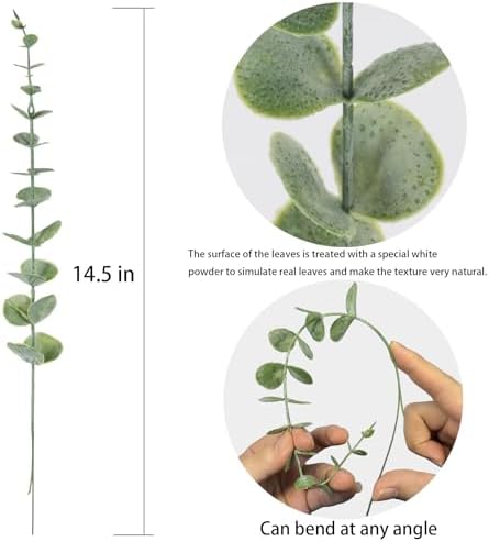 10pcs Eucalyptus Stems Artificial Eucalyptus Leaves Fake Greenery Branches Fake Flowers for Wedding Centerpiece Spring Easter Farmhouse Home Decoration