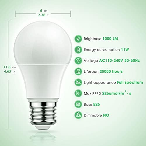 Briignite Grow Light Bulbs, Full Spectrum Grow Light Bulb, LED Grow Light