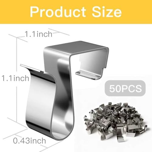 Gutter Clips for Hanging Outdoor Lights, Metal Silvery, 50Pcs