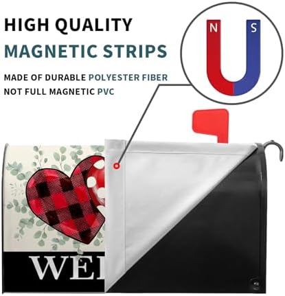 Happy Valentine's Day Love Mailbox Covers Magnetic Love Heart Welcome Mailbox Cover Standard Size 18 X 21 Inch Valentines Day Holiday Wrap Post Letter Box Decorative for Outdoor Home Garden Yard