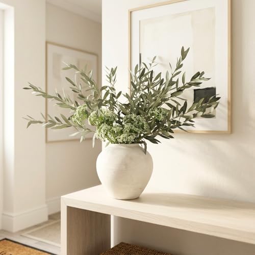 Faux Arrangement - Olive & White Berry, Realistic Greenery Stems For Vase