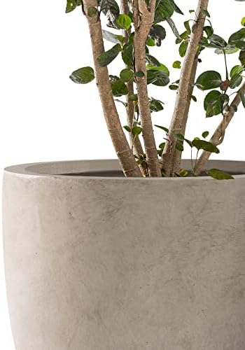 Kante Set of 3 Weathered Concrete Bowl Planters 18" 14" 10" Dia
