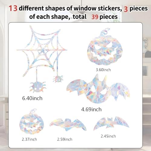 39 pcs Spider Web and bat Anti Bird Collision Window Stickers, Rainbow Stickers, Window Stickers, Bird and Window Protection Stickers, Glass Door Safety Stickers