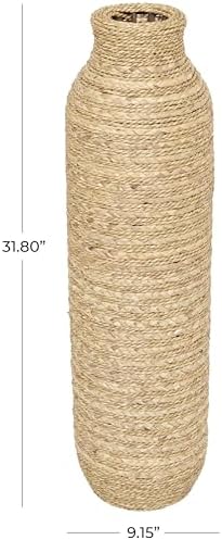 Deco 79 Seagrass Vase, Vase 9" x 9" x 32", Brown
