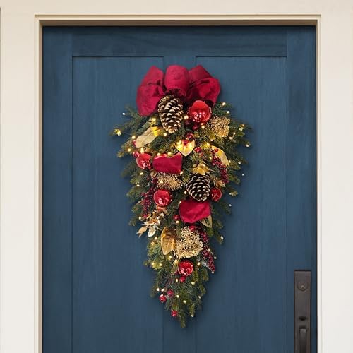 Puleo International 28 inch Pre-Lit Adorned Christmas Swag with Decorated