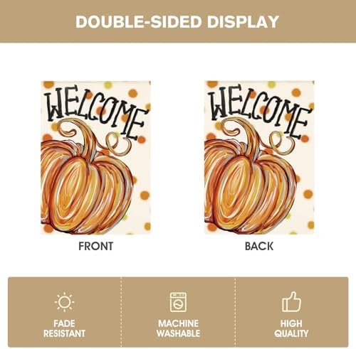 AVOIN colorlife Welcome Pumpkin Fall House Flag 28x40 Inch for Outside