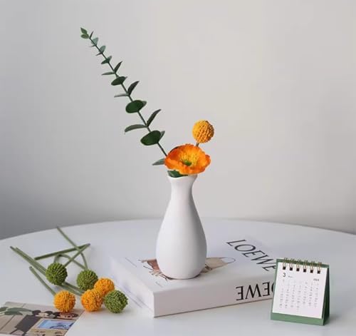 Small Ceramic Bud Vase Flower Vase Decorative Floral Holder (White)