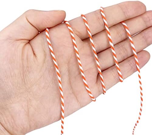 Twine String Orange and White Baker String 328 Feet 2mm Thick Christmas Halloween Twine String for Gift Wrapping DIY Crafts Home Decoration String Art Gardening