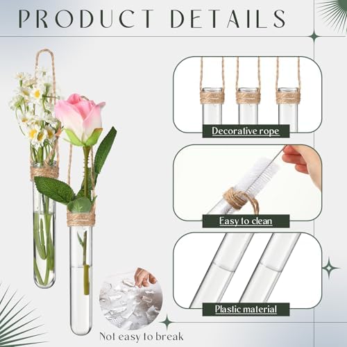 Baderke 12 Pack Plastic Hanging Propagation Station Tubes, Natural Color