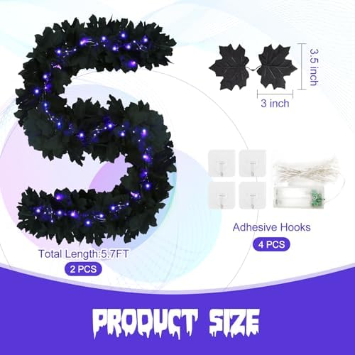 Joyhalo 2 Pack 5.7FT Halloween Garlands with Purple Lights