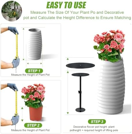 Funvalley Surperfect Adjustable Plant Riser for Inside Pots - 9.5-20.5" Lift Kit Planter Insert, Plant Lift Inserts Pot Risers for Indoor Outdoor Tall Taper Planter Container