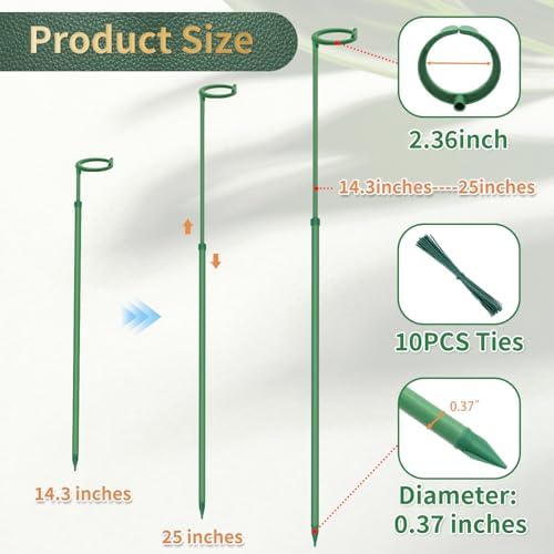 Telescoping Plant Stakes, 7Pcs 17.9IN to 42.3IN Adjustable Monstera Support