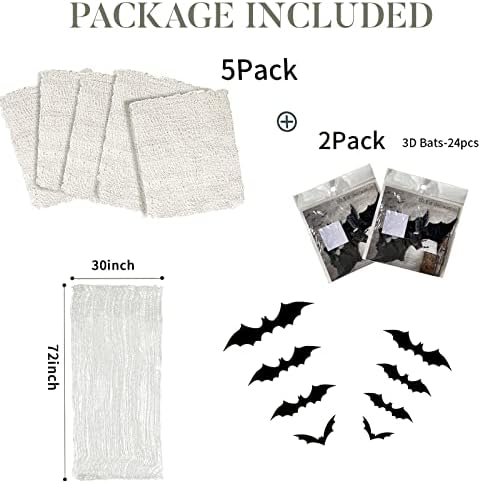 7 Pack Creepy Cloth Halloween Decorations72x30 Inch with Bats