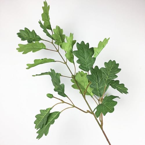 4Pcs Artificial Oak Tree Leaf Stems with Fruits Faux Oak Tree Branches Green Plant for Greenery Home Kitchen Table Centerpieces Festival Decor (Green)