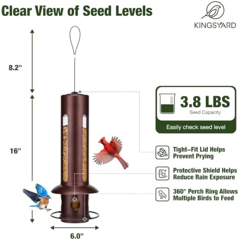Kingsyard Squirrel Proof Hanging Bird Feeder for Outdoors