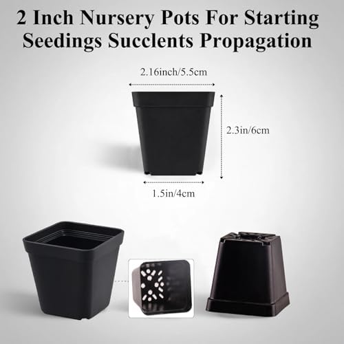 50 Packs Square Nursery Pots for Plants 2.2 Inch Seedling Pots