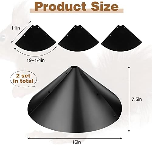 Tanlade 2 Pack Squirrel Baffle Guard Black Plastic Wide Wrap Around Guard Stopper Keep Squirrels Off Bird Feeder Baffle for Bird Feeder Pole Outside Shepherd Hooks(16 Inch)