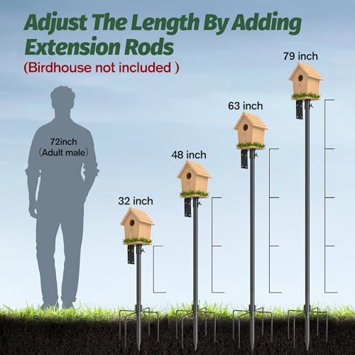 79 Inch Bird Feeder Pole Kit, 5-Prong Base, Hanging Hook