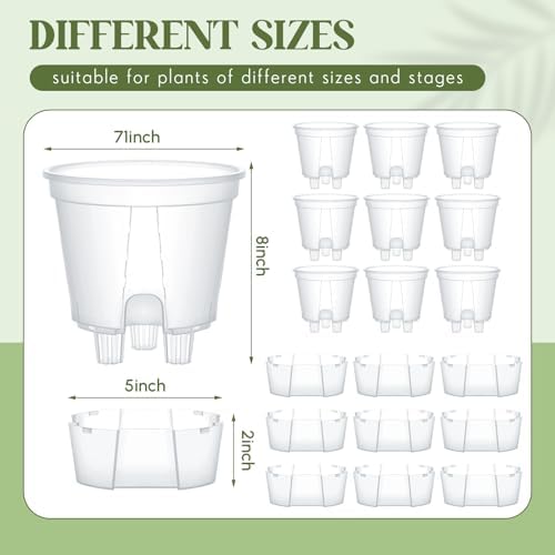 Wonderjune Self Watering Planter, 7.09'', Clear, 9 Pcs