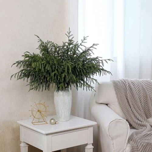 8Pcs 36" Lifelike Touch Artificial Christmas Norfolk Pine Branches for Vase