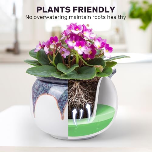 Self Watering African Violet Pot 6 Inch Ceramic Planter-Red