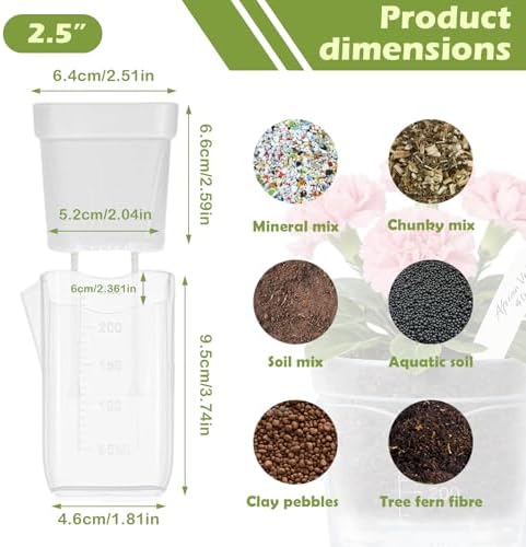 16 Pack 2.5" Clear Self Watering Pots for Indoor Plants, Mini Clear Plastic Planters, with 16 Plant Label and Water Level and Drainage Holes for Seedlings, Cuttings, Succulents (Large)