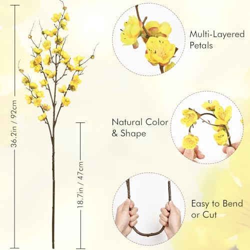 36'' Cherry Blossom Decor, 4 Pcs Long Stem Artificial Flowers for Tall Vase
