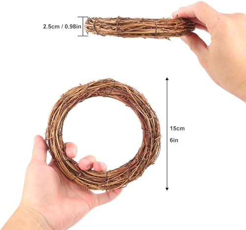 16 Pcs 6 inch Natural Grapevine Wreath Set, Hand-Woven Vine Branch Wreaths for DIY Crafts, Christmas Decorations, Home & Event Styling