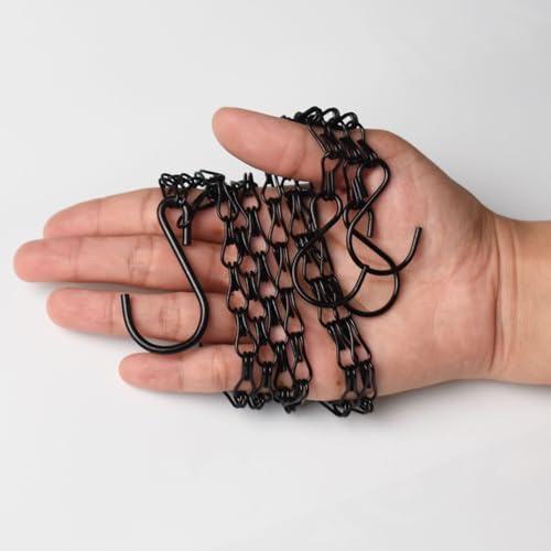 Hanging Basket Chain,22 Inch Black Hanging Chain,Chain for Hanging Plants with Hooks for Bird Feeder Hanging Planter Porch Wind Chime (Black, 22 Inch-5PCS)