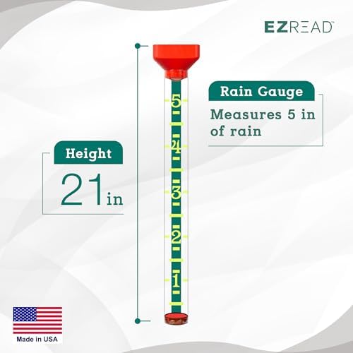 Headwind EZRead 21” Giant Professional Outdoor rain Gauge, USA Made Heavy Duty All Weather Freeze Proof Stake or mountable with Float, Orange (820-1002ORG)