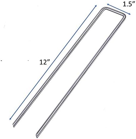 Ashman Galvanized Garden Stakes Landscape Staples: 100 Pack 12 Inch Sod and Fence Stake - Sturdy Rust Resistant