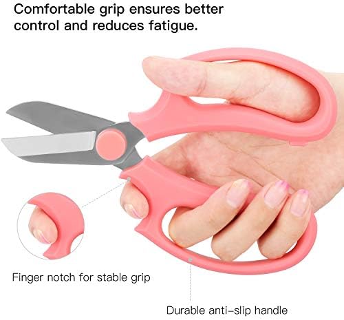 Housolution Flower Scissors, Premium Steel Garden Pruning Shears, Pink