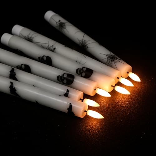 Eldnacele Halloween Decals Flameless Taper Candles with Remote and Timer