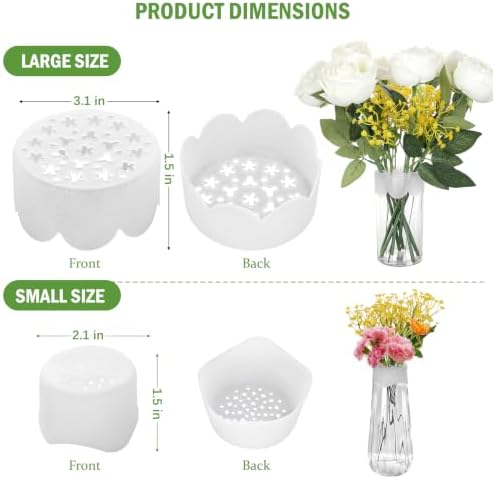 4-Pack Silicone Flower Arranging Grid, Comes with Both Sizes (2.2" & 3.2")