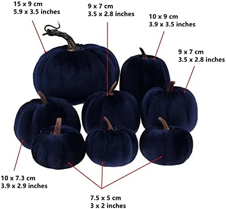 Gresorth 8 Pcs Fake Blue Velvet Pumpkins Artificial Pumpkin Decoration
