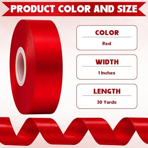 1 in 30 Yards Red Ribbon for Gift Wrapping Wedding Valentine Christmas