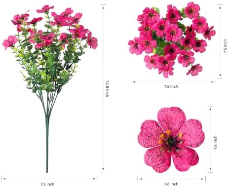 HyeFlora Artificial Flowers for Outdoor Indoor Garden Home Decoration, Faux Flower Daisy with Eucalyptus Leaves Fake Plants Greenery Boxwood Porch Patio, 12 Bundles (Mix Pink Red Purple Yellow)