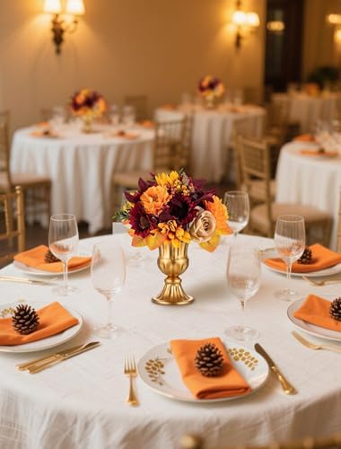 BLOSMON Fall Centerpieces for Tables Decorations, 2 Pcs, Red and Orange