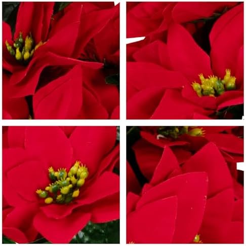 Sympathy Silks Rubys Silk Flowers - 20" Artificial Red Poinsettia Flower Bouquet – 5 lbs Weighted Pot – 20" Tall and 16" Wide – Perfect Size for Christmas Decor, Home, Office, or Memorial - 2 Pack