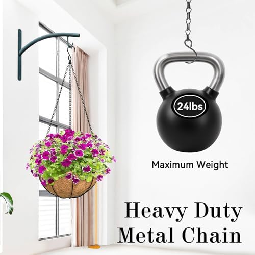 ZeeDix 4 Pack, 16 Inch Hanging Basket Chain with 3 Hooks