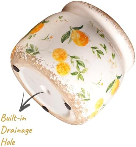Lemon Ceramic Planter, Italian Mediterranean Flower Pot for Indoor Plants