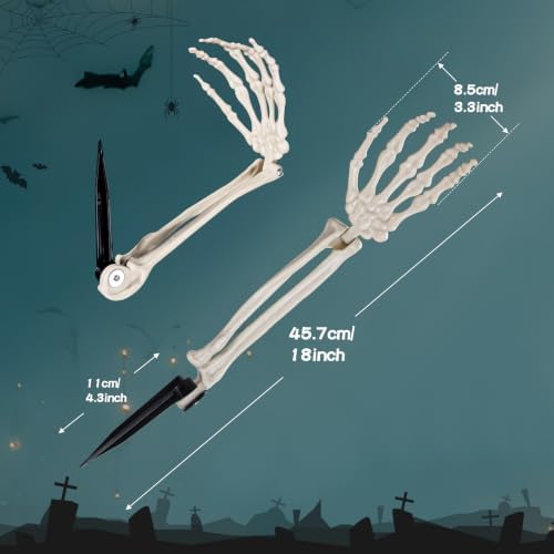 Halloween Realistic Skeleton Stakes Zombie Ghost Arm Stake Severed Plastic Skeleton Hands Yard Signs for Lawn Stakes Garden Halloween Props Decoration (2 Pcs White&Black)