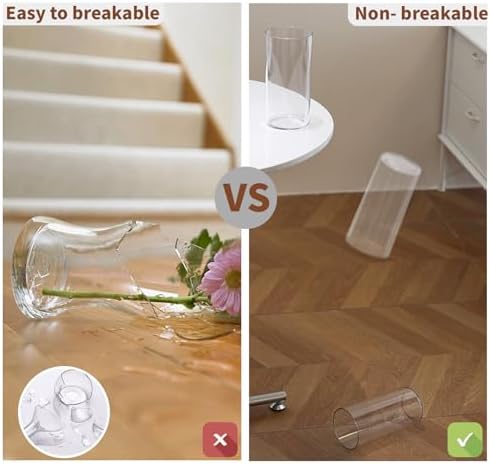 Clear Flower Vase, Non-breakable Vases, 6" W x 10" H, Acrylic Vase, Aesthetic Room Decor Cylindrical Modern Flower Vases for Table Centerpiece, Home Decor, Women Floral Arrangement Gift