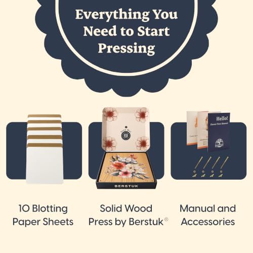 Large Flower Press Kit for Adults, 11" x 11" Square Wooden Press, 5 Layers