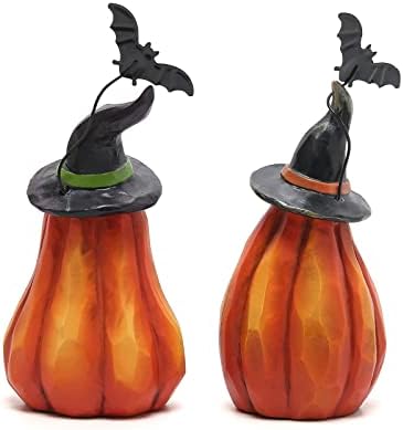 Hodao Halloween Pumpkin Decor, Gothic JackoLantern Resin Tabletop Figurines