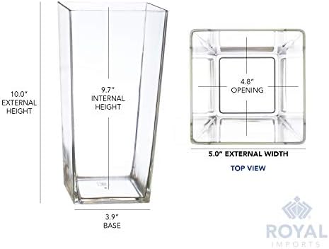 Royal Imports Acrylic Square Vase 5"X10"Tall Non Breakable Plastic, Clear