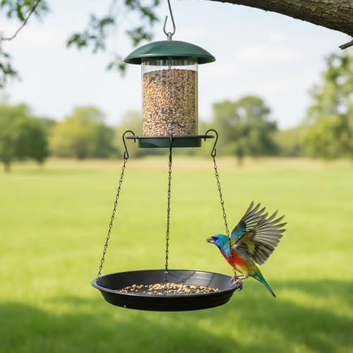 12.8'' Bird Seed Catcher Tray, Bird Feeder Platform Large Hanging Tray Squirrel Feeder Fits Most Feeders Catches Most Falling Seed and Husk for Outdoors, Backyard, Garden