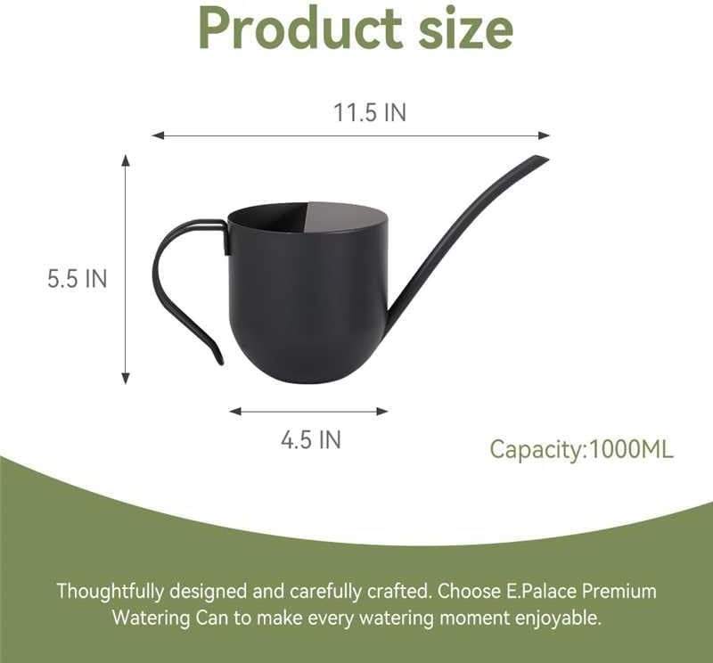 Watering Can for Indoor Plants, Small Metal Watering Can with Long Spout, 1.5L/50oz Stainless Steel Water Can for